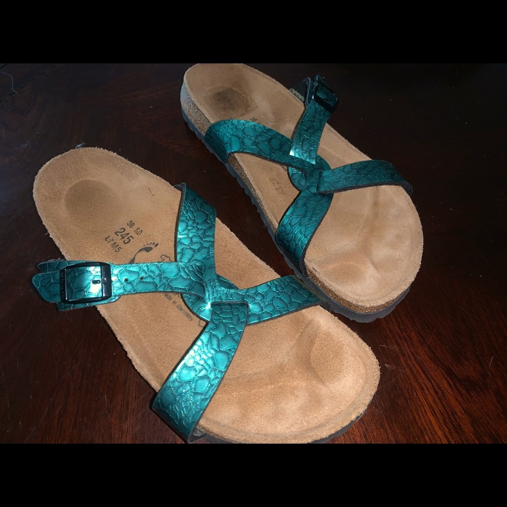 New! Birkenstock Birki's Sylt Birko Flor Turquoise Sandals Size 7